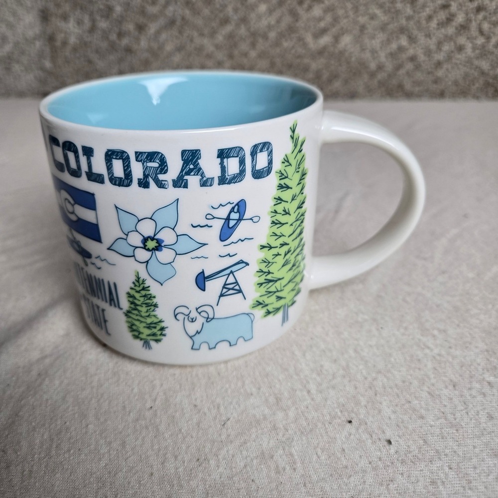 Starbucks Colorado Been There Series Coffee Mug 14oz Blue White Excellent Travel